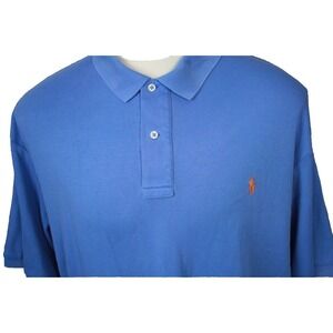 POLO RALPH LAUREN Men's Golf Polo Shirt Blue Spread Collar Interlock Cotton 2XL